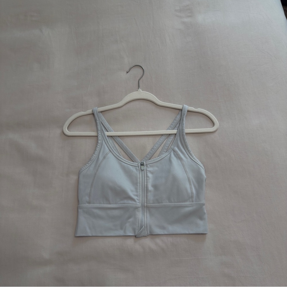 Balance Athletica Light Gray Zip Front Sports Bra | Medium